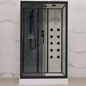 Черна хидромасажна душ кабина ВИЛИЯ 120х80 см с 5 мм тонирано стъкло ICSH 8536