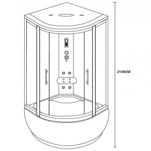 Хидромасажна душ кабина с дълбоко корито и парогенератор ЛЮБОВ 100х100 см с 5 мм тонирано стъкло ICSH 701-1