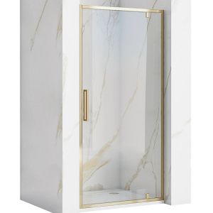 Златен преграден параван за баня с въртяща се врата RAPID SWING GOLD 90/100 см с 6 мм прозрачно стъкло
