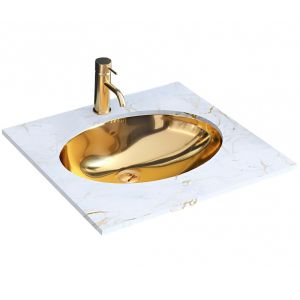 Златна мивка за баня за вграждане под плот REA NEL 48х39 см