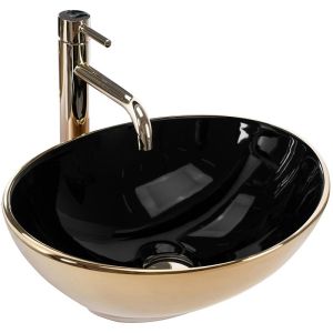 Златна мивка за баня за монтаж върху плот SOFIA BLACK GOLD 41х35 см