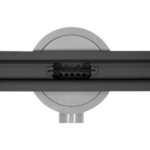 Черен линеен подов сифон за баня FALA SLIM BLACK 50/60/70/80/90 см с подвижна основа