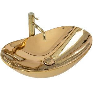 Златна мивка за баня за монтаж върху плот ROYAL GOLD 60х36 см