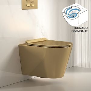 Златна стенна тоалетна чиния без ринг ICC 5237GOLD
