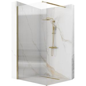 Стационарен параван за баня REA AERO INTIMO GOLD 90/100/120 см с 8 мм полупрозрачно стъкло и златен профил