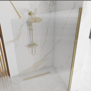 Стационарен параван за баня REA AERO INTIMO GOLD 90/100/120 см с 8 мм релефно стъкло и златен профил