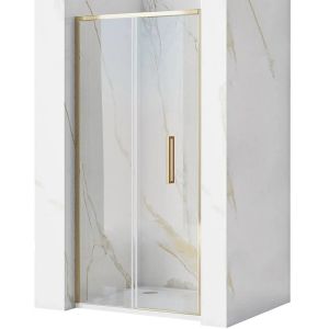 Златен преграден параван за баня RAPID FOLD GOLD 80х195 см със сгъваема врата и 4 мм прозрачно стъкло