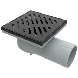 Черен подов рогов сифон за баня 10х10 см ICD 6414B
