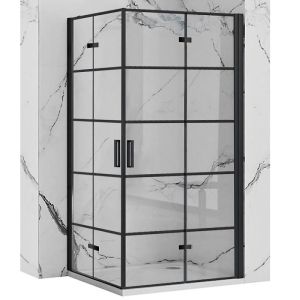 Черна квадратна душ кабина REA MOLIER DOUBLE 80х80 см с 6 мм прозрачно стъкло