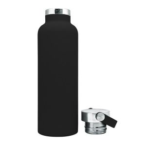 Nerthus Черна двустенна спортна бутилка с дръжка - 750 мл