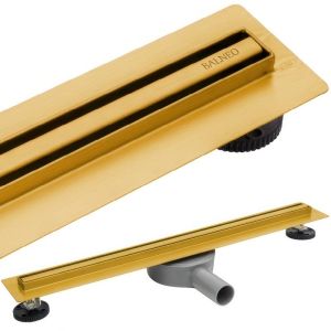 Златен матиран линеен подов сифон BALNEO PROLINE SLIM GOLD 60/70/80 см с въртяща основа