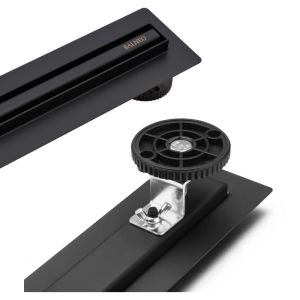 Черен лентов подов сифон BALNEO PROLINE SLIM BLACK 60/70/80 см с въртяща основа