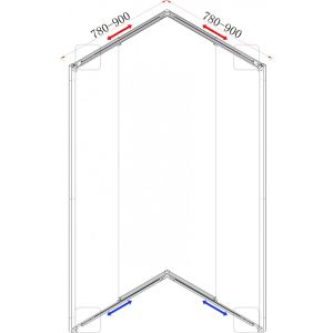 Регулируема квадратна душ кабина 78-90х78-90 см с 5 мм прозрачно стъкло ICS 789TR