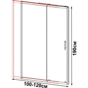 Преграден регулируем параван за баня с плъзгаща се врата 100-120х190 см с прозрачно 5 мм стъкло ICS 119TR/100