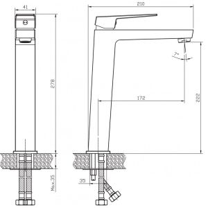 Висок матиран смесител за умивалник за баня ЕЛИНОР ICF 1418191BN