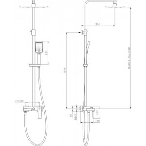 Матирана стационарна душ система за баня с чучур ЕЛИНОР ICT 6891BN