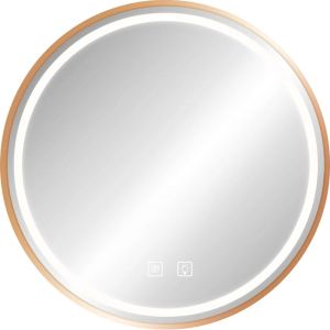 Огледало за баня с LED осветление и рамка розово злато 50х50 см с функция против изпотяване REA MMJ50