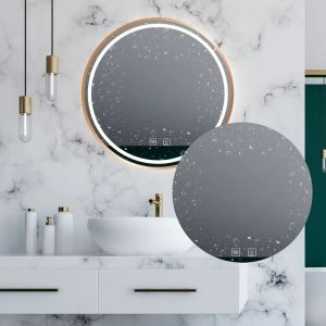 Огледало за баня REA с LED осветление и рамка розово злато 50х50 см с функция против изпотяване MMJ50 ROSE GOLD