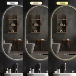 Огледало за баня с LED осветление с функция против изпотяване REA EGG 50х90 см