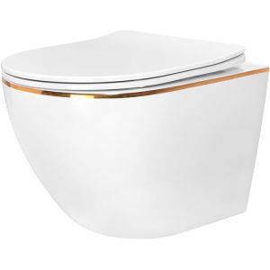 Стенна тоалетна чиния без ринг CARLO MINI Gold Edge Rimless