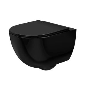Черна стенна тоалетна чиния без ринг CARLO MINI BLACK Rimless