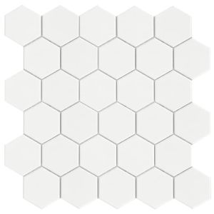 Стъклокерамична шестоъгълна мозайка REA HEXAGON WHITE 29х34 см - бяла