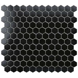 Черна керамична шестоъгълна мозайка REA HEXAGON BLACK 26х31 см