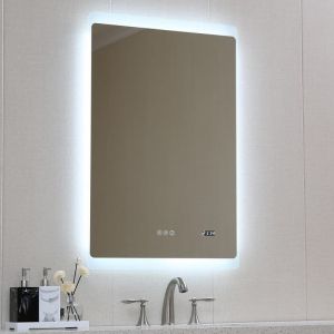 Огледало за баня с LED осветление 60х90 см с нагревател и часовник ICL 1811