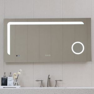 Огледало за баня с LED осветление 120х60 см с нагревател и часовник ICL 1810