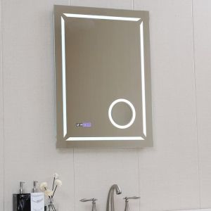 Огледало за баня с LED осветление 60х80 см с нагревател и часовник ICL 1809