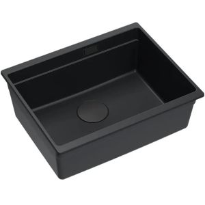 Черна гранитна кухненска мивка REA LOGAN 100 BLACK 56х45х21 см 