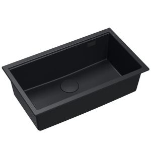 Черна гранитна кухненска мивка REA LOGAN 110 BLACK 76х45х24 см 