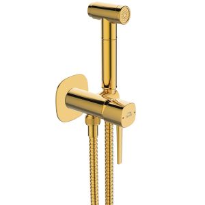Златен комплект смесител за вграждане с ръчен хигиенен душ LAVEO POLA GOLD