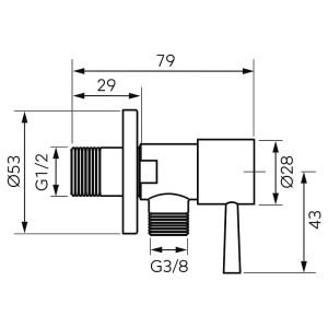 Черен спирателен кран ROTONDO 1/2″/3/8″