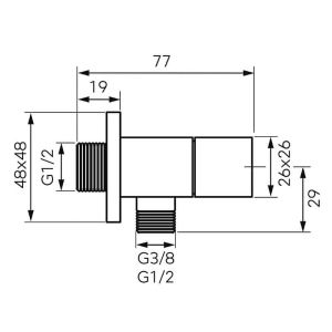 Луксозен черен квадратен спирателен кран QUADRO 1/2″/3/8″