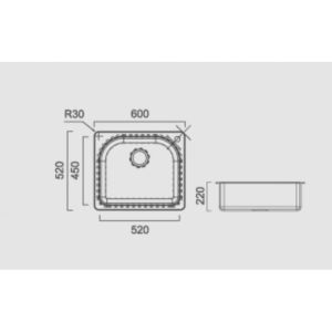 Кухненска мивка от синтетичен гранит 49х49х19,5 см сива ICSG 8302 GRAY