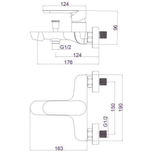 Сива смесителна батерия за вана/душ ВЕНЕЦИЯ ICF 6066328GG