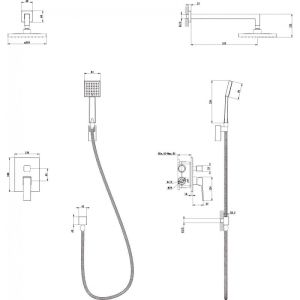 Сива душ система за вграждане РИАНА ICT 8123191GG