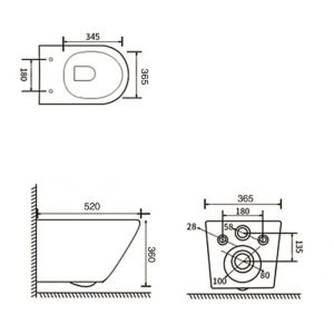 Окачена тоалетна чиния без ринг ICC 5237RG - розово злато