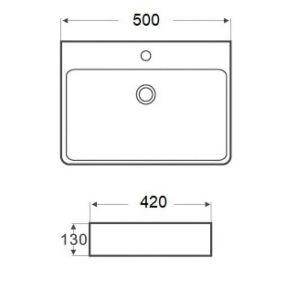 Син умивалник за монтаж върху плот ДАНИ 50х42 см 5042BLUE