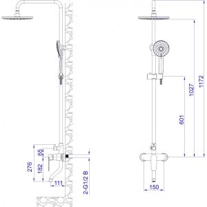 Черен стационарен душ за баня с чучур ТОРИНО ICT 6328BLACK