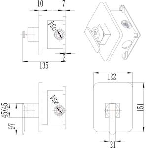 Черна смесителна батерия за душ за вграждане БЛЕЙК ICL 5541711-1B