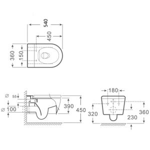 Конзолна тоалетна чиния с вградено биде ICC 3755W BIDET LUX