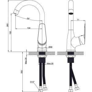 Висока смесителна батерия за умивалник за баня ALFI ICF 7401123-7119