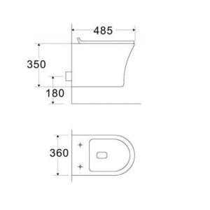 Окачена тоалетна чиния 48 см без ринг ICC 3635W