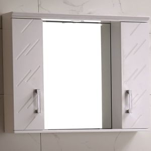 Горен огледален шкаф за баня от PVC с LED осветление ЕЛМИРА 70 см ICMC 1055-70