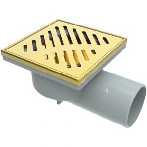 Златен подов рогов сифон за баня 10х10 см ICD 6414G