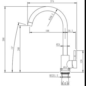 Смесителна батерия за кухненска мивка ТЕМПИКО висока сатен ICF 7107011 7313