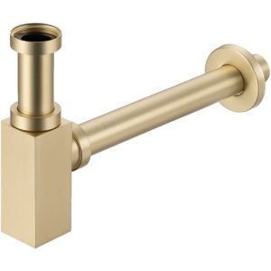 Златен матиран луксозен бутилков сифон за мивка за баня BALNEO SQUARE BRUSH GOLD