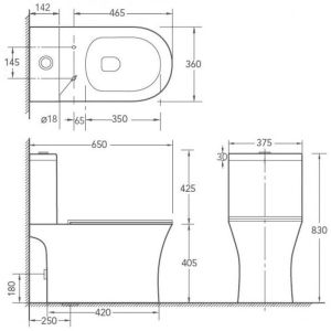 Моноблок RIMLESS със задно оттичане ICC 7937P